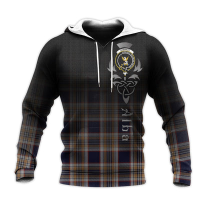 Printivon Stewart Navy Tartan Crest Alba Celtic Hoodie