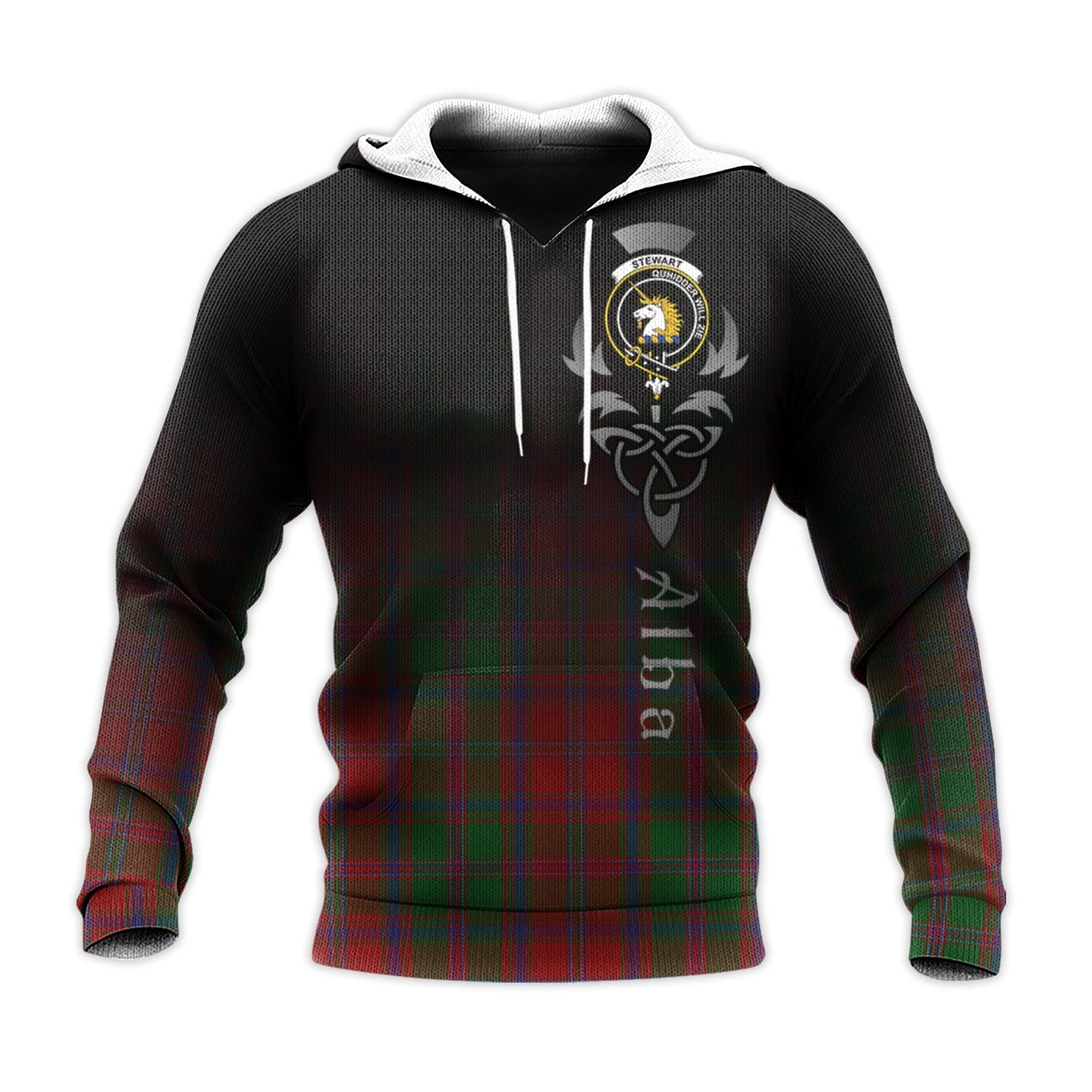 Printivon Stewart Of Appin Tartan Crest Alba Celtic Hoodie