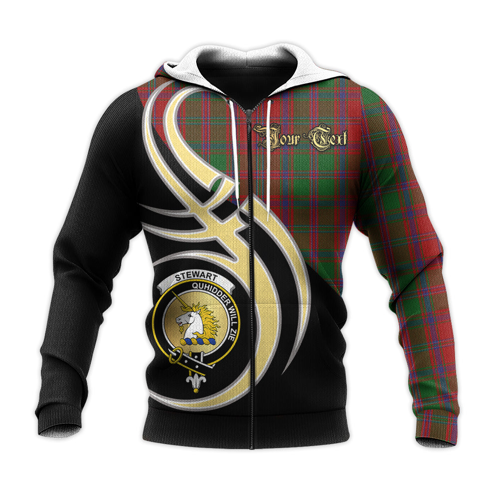 Printivon Stewart Of Appin Clan Believe In Me Crest Tartan Knitted Hoodie Custom Your Text