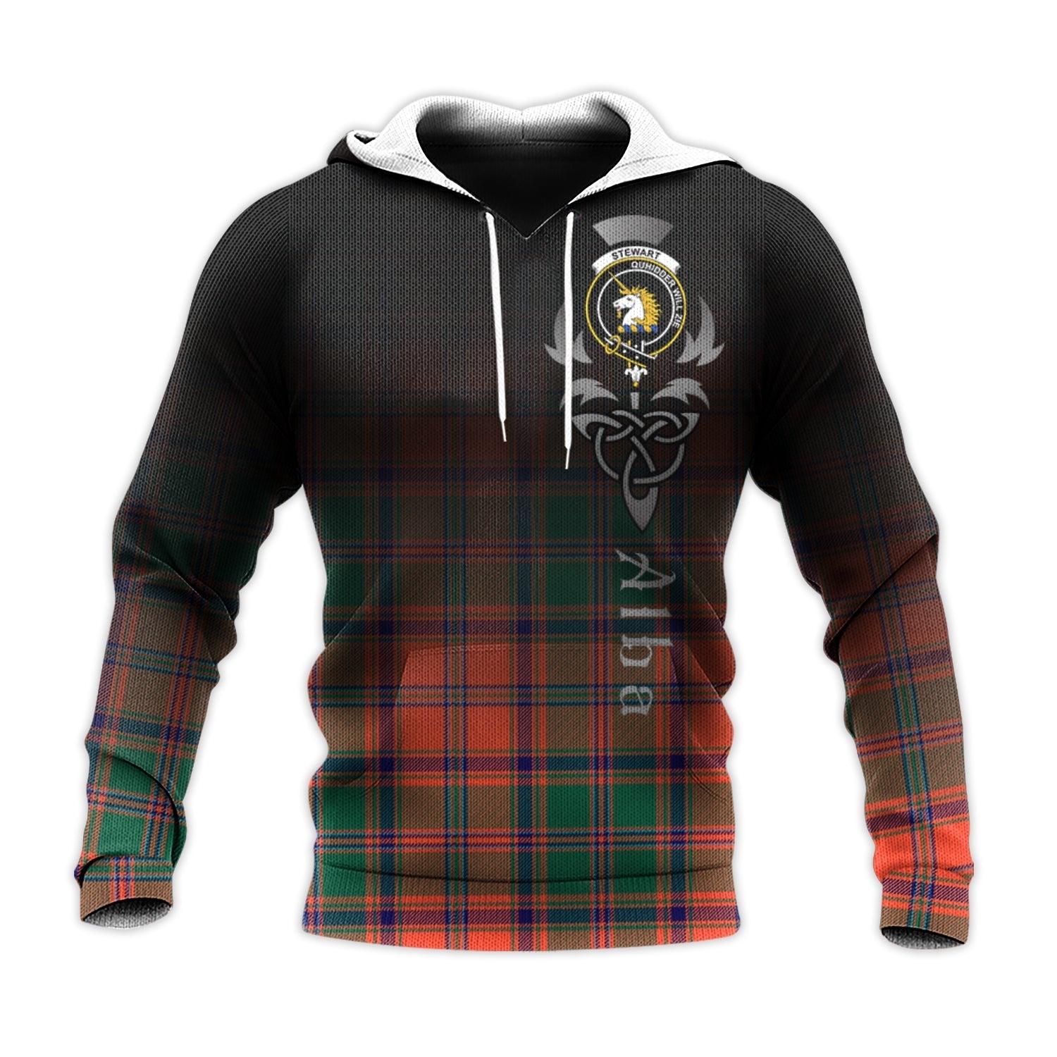 Printivon Stewart Of Appin Ancient Tartan Crest Alba Celtic Hoodie