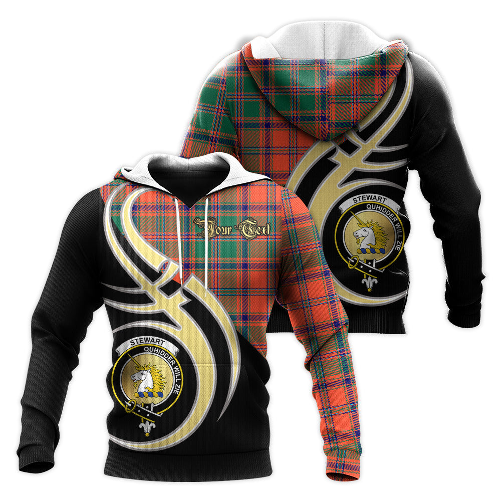 Printivon Stewart Of Appin Ancient Clan Believe In Me Crest Tartan Knitted Hoodie Custom Your Text