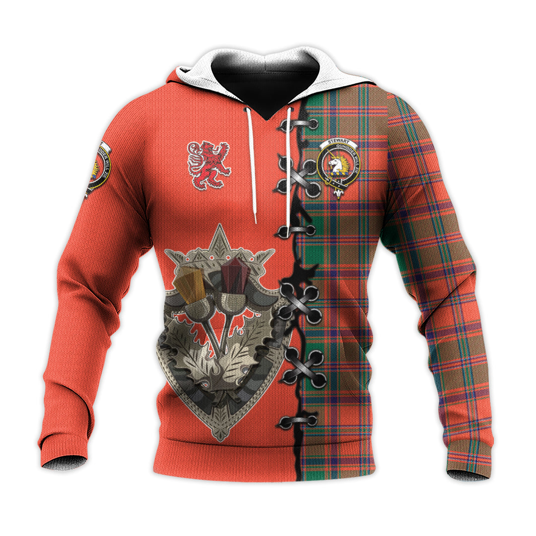 Printivon Stewart Of Appin Ancient Tartan Hoodie Lion Rampant And Celtic Thistle Style