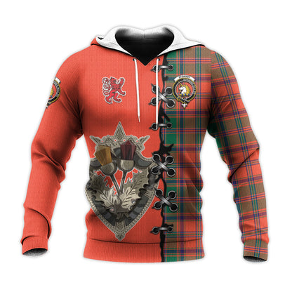 Printivon Stewart Of Appin Ancient Tartan Hoodie Lion Rampant And Celtic Thistle Style