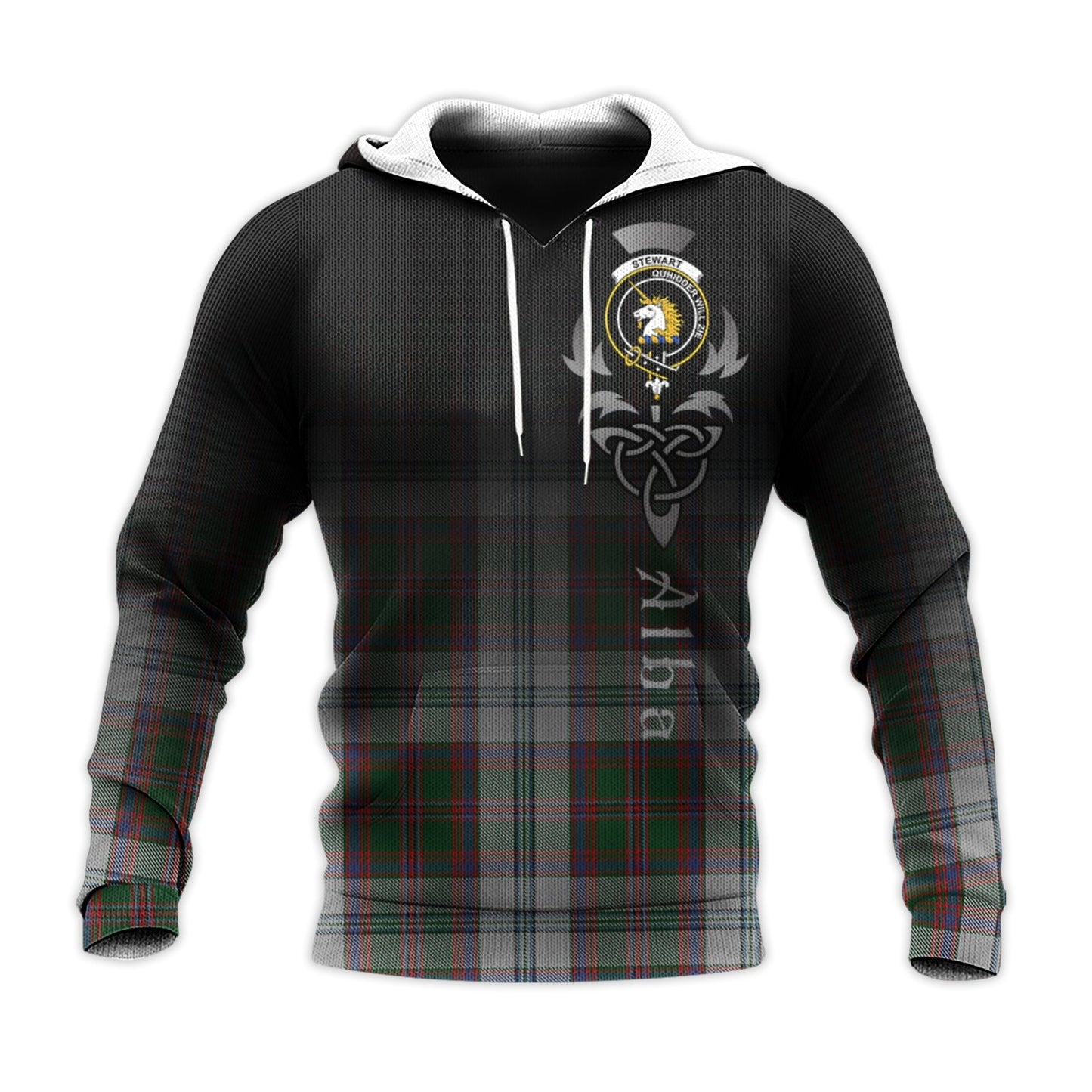 Printivon Stewart Of Appin Dress Tartan Crest Alba Celtic Hoodie