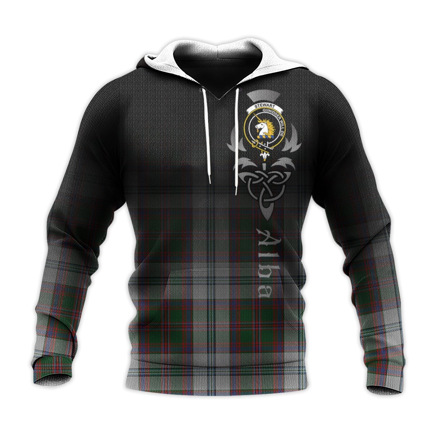 Printivon Stewart Of Appin Dress Tartan Crest Alba Celtic Hoodie