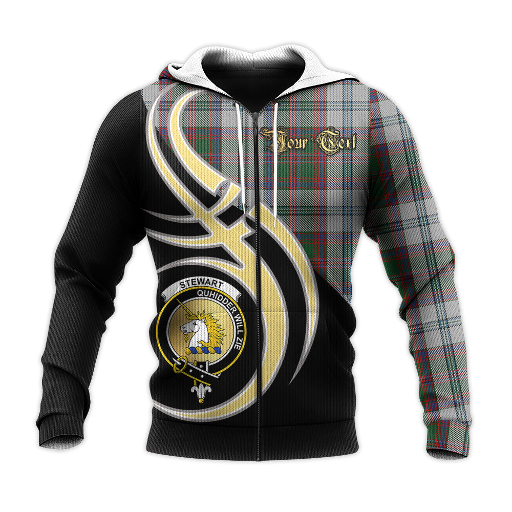 Printivon Stewart Of Appin Dress Clan Believe In Me Crest Tartan Knitted Hoodie Custom Your Text
