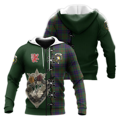 Printivon Stewart Of Appin Hunting Tartan Hoodie Lion Rampant And Celtic Thistle Style