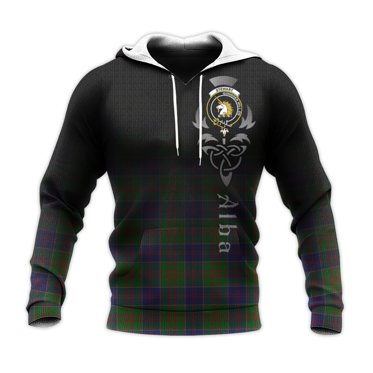 Printivon Stewart Of Appin Hunting Tartan Crest Alba Celtic Hoodie