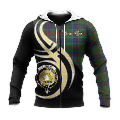 Printivon Stewart Of Appin Hunting Clan Believe In Me Crest Tartan Knitted Hoodie Custom Your Text