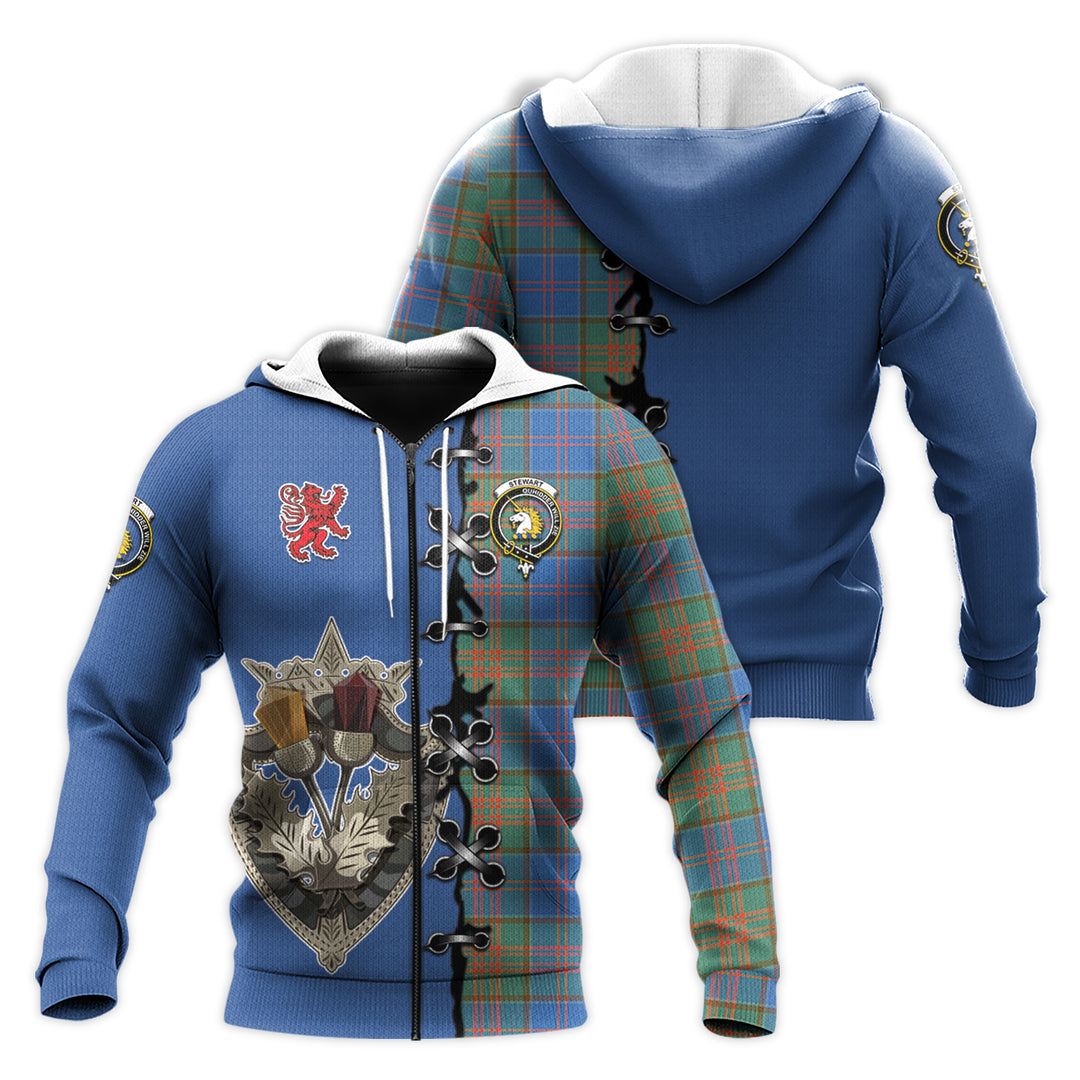 Printivon Stewart Of Appin Hunting Ancient Tartan Hoodie Lion Rampant And Celtic Thistle Style