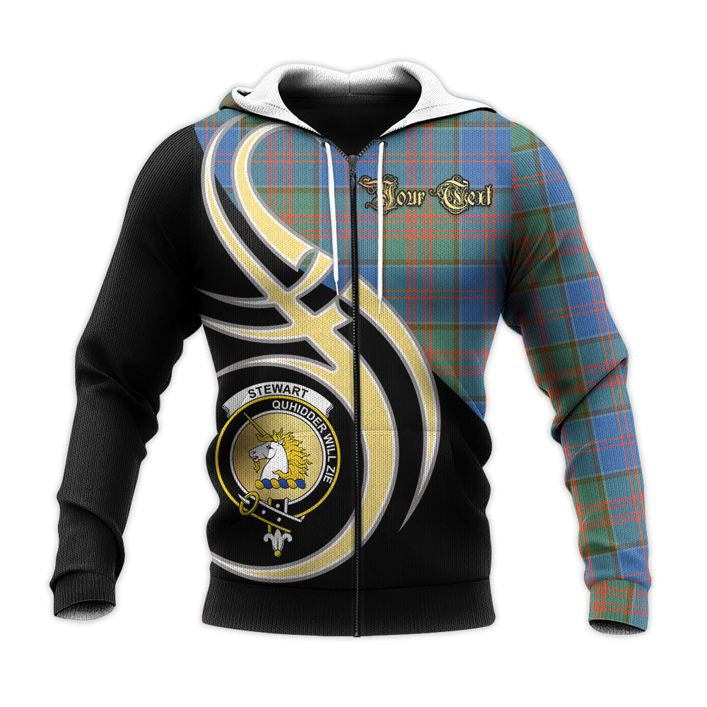 Printivon Stewart Of Appin Hunting Ancient Clan Believe In Me Crest Tartan Knitted Hoodie Custom Your Text