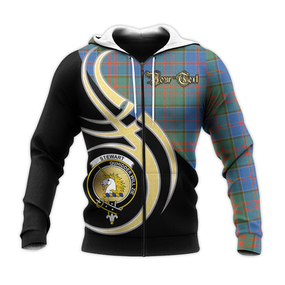 Printivon Stewart Of Appin Hunting Ancient Clan Believe In Me Crest Tartan Knitted Hoodie Custom Your Text