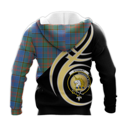Printivon Stewart Of Appin Hunting Ancient Clan Believe In Me Crest Tartan Knitted Hoodie Custom Your Text