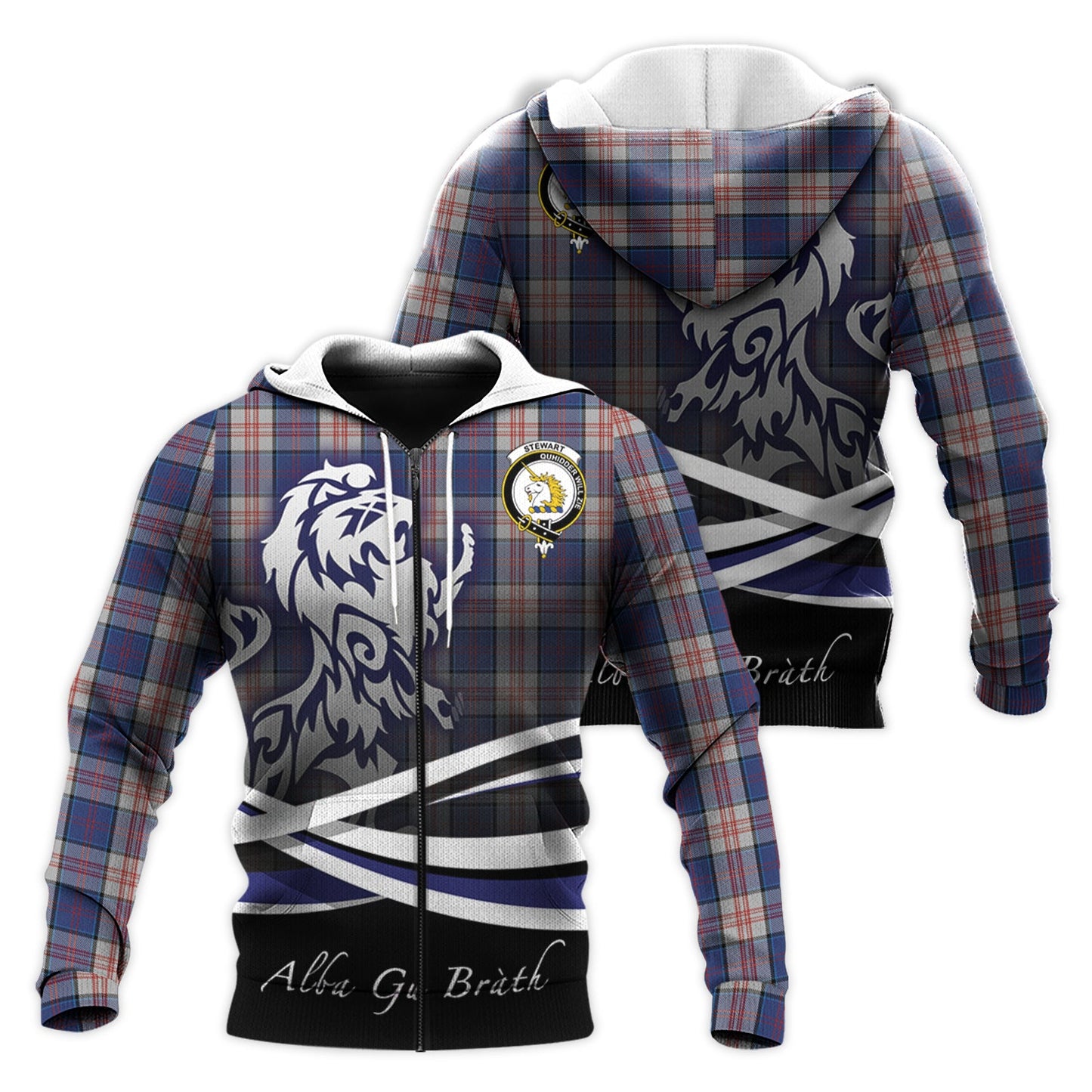 Printivon Stewart Of Appin Hunting Dress Tartan Scottish Lion Hoodie