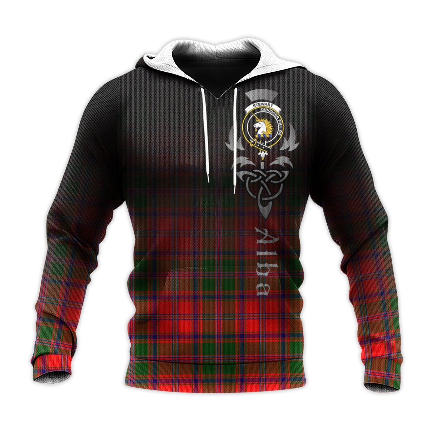 Printivon Stewart Of Appin Modern Tartan Crest Alba Celtic Hoodie