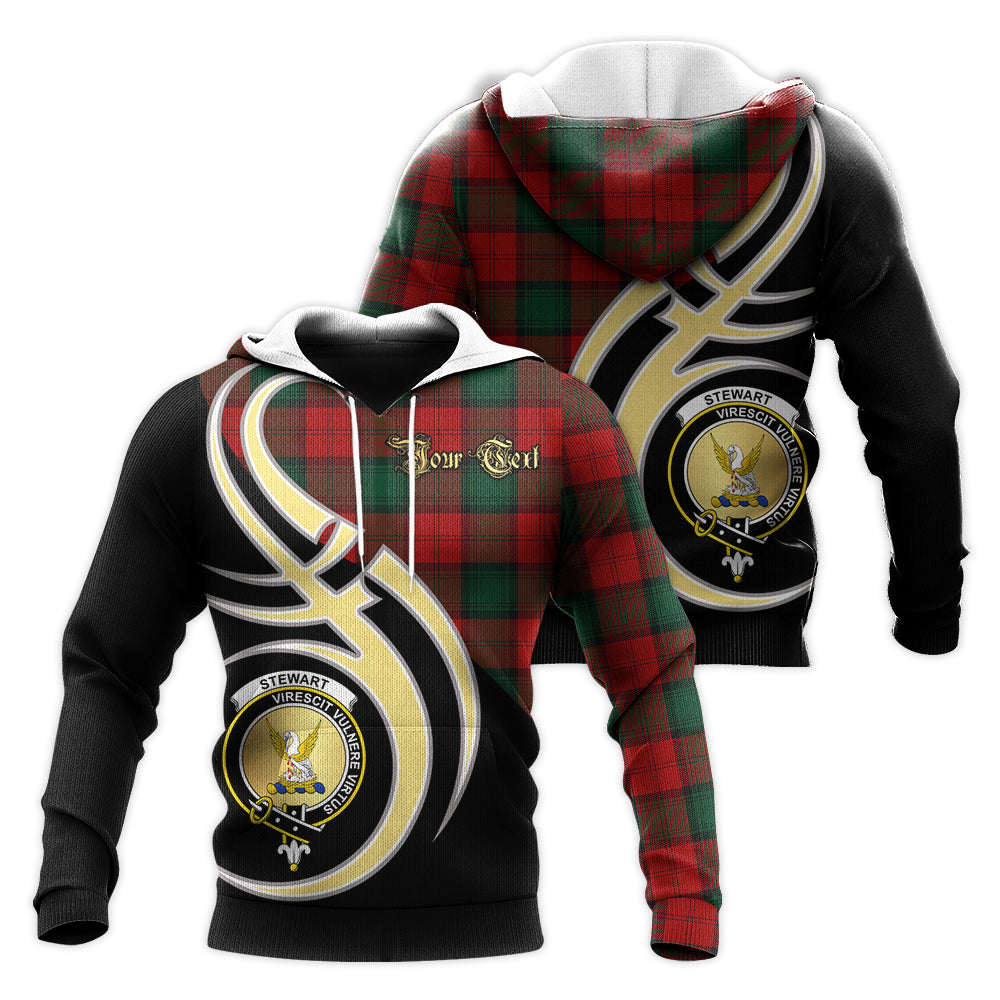 Printivon Stewart Of Atholl Clan Believe In Me Crest Tartan Knitted Hoodie Custom Your Text