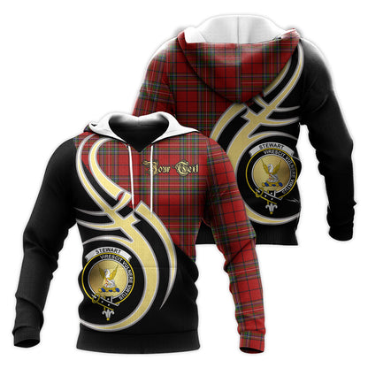 Printivon Stewart Of Galloway Clan Believe In Me Crest Tartan Knitted Hoodie Custom Your Text