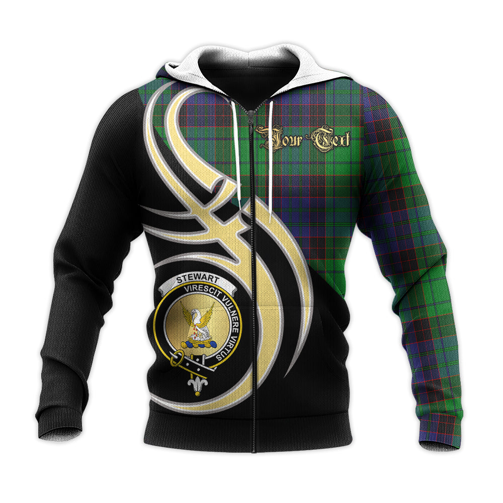 Printivon Stewart Old Modern Clan Believe In Me Crest Tartan Knitted Hoodie Custom Your Text