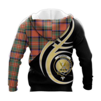 Printivon Stewart Royal Ancient Clan Believe In Me Crest Tartan Knitted Hoodie Custom Your Text