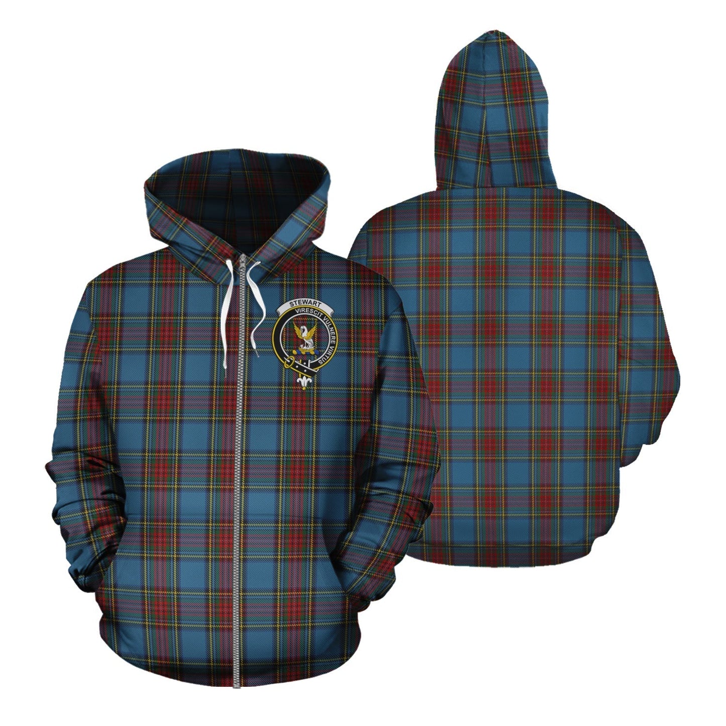 Printivon Stewart Royal Blue Tartan Hoodie
