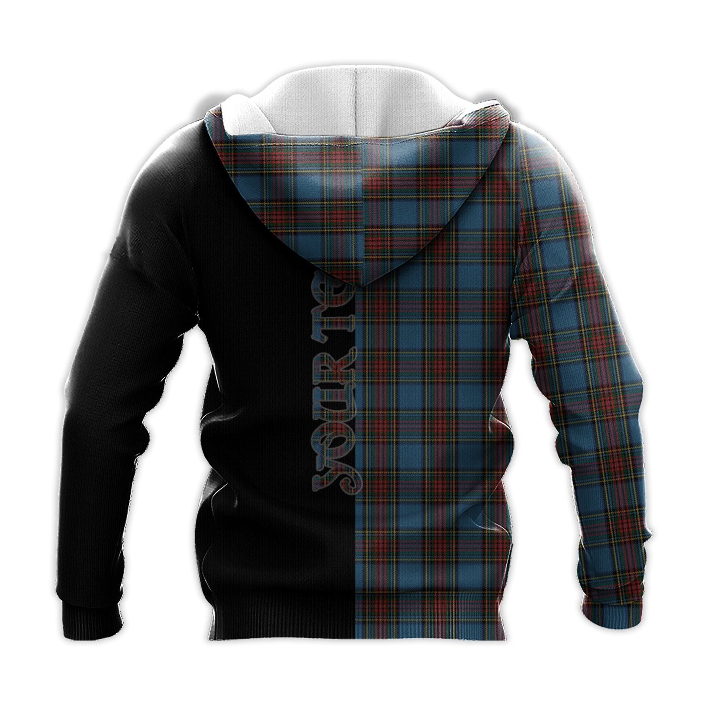 Printivon Stewart Royal Blue Tartan Personalize Half Hoodie