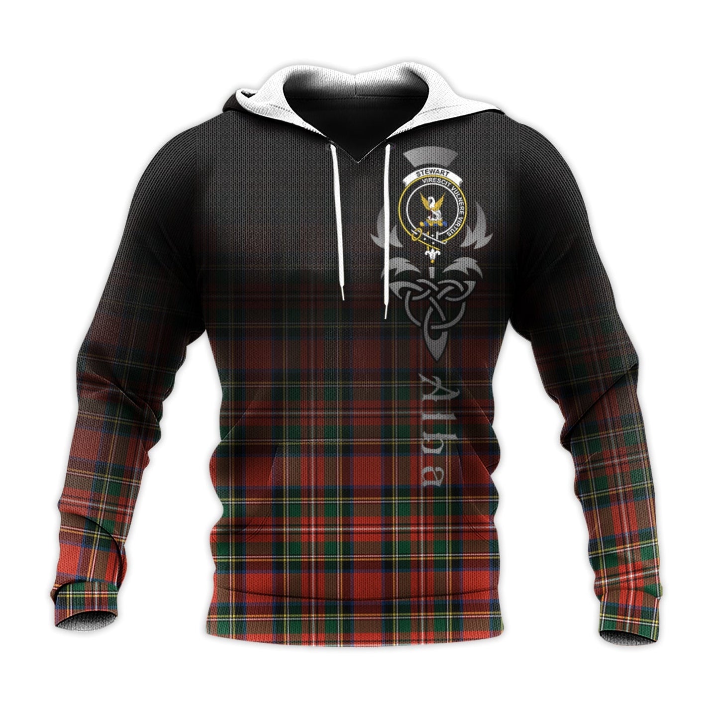 Printivon Stewart Royal Modern Tartan Crest Alba Celtic Hoodie