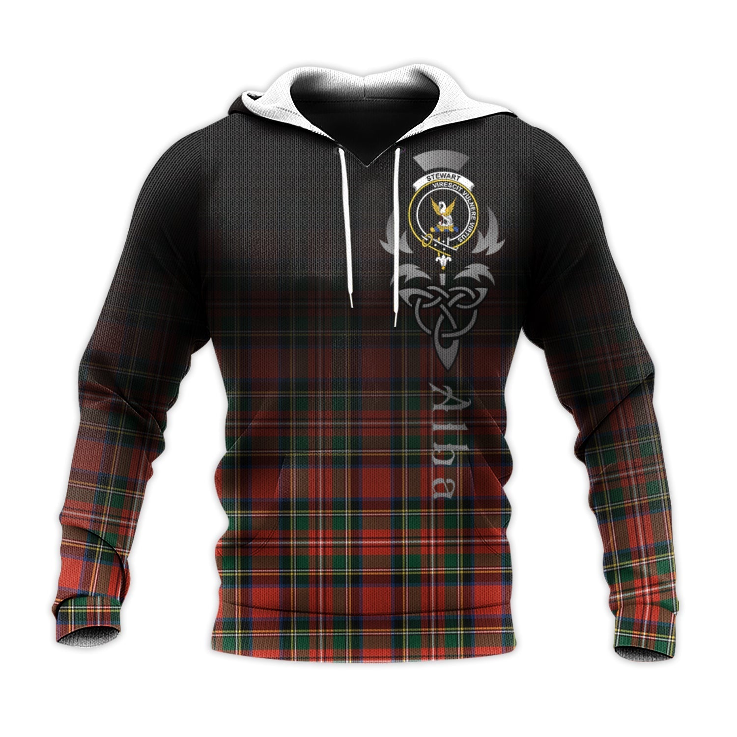 Printivon Stewart Royal Modern Tartan Crest Alba Celtic Hoodie