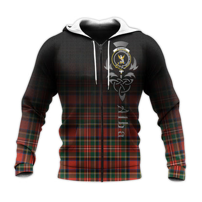 Printivon Stewart Royal Modern Tartan Crest Alba Celtic Hoodie