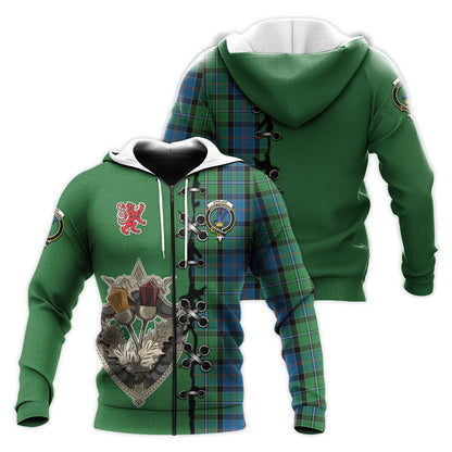 Printivon Stirling Tartan Hoodie Lion Rampant And Celtic Thistle Style