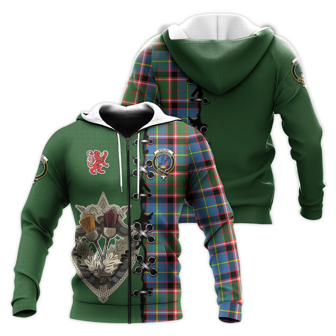 Printivon Stirling Bannockburn Tartan Hoodie Lion Rampant And Celtic Thistle Style