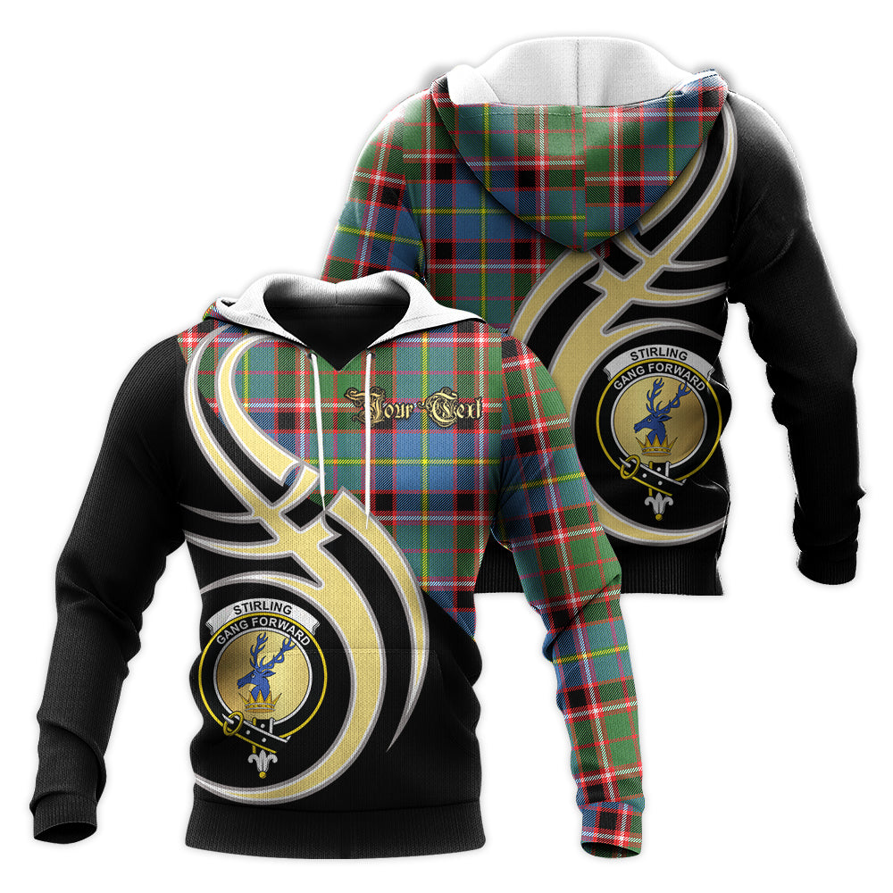 Printivon Stirling Bannockburn Clan Believe In Me Crest Tartan Knitted Hoodie Custom Your Text