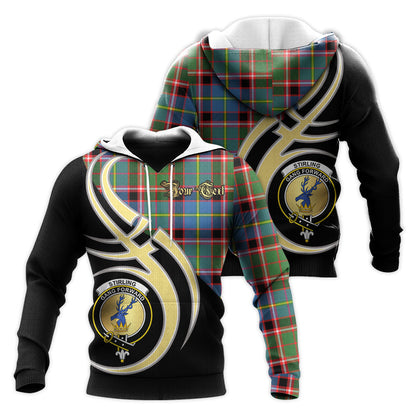 Printivon Stirling Bannockburn Clan Believe In Me Crest Tartan Knitted Hoodie Custom Your Text