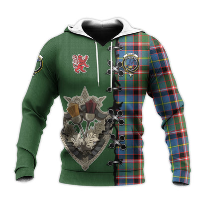 Printivon Stirling Bannockburn Tartan Hoodie Lion Rampant And Celtic Thistle Style