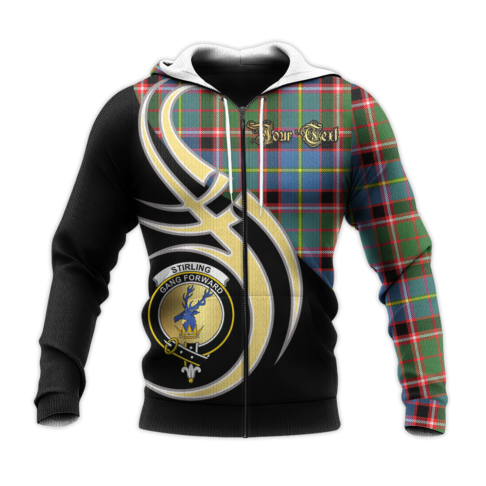 Printivon Stirling Bannockburn Clan Believe In Me Crest Tartan Knitted Hoodie Custom Your Text