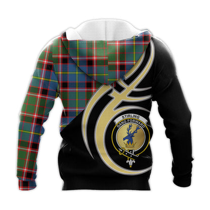 Printivon Stirling Bannockburn Clan Believe In Me Crest Tartan Knitted Hoodie Custom Your Text