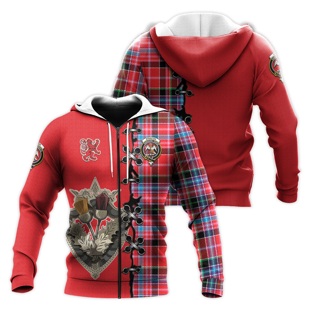 Printivon Straiton Tartan Hoodie Lion Rampant And Celtic Thistle Style