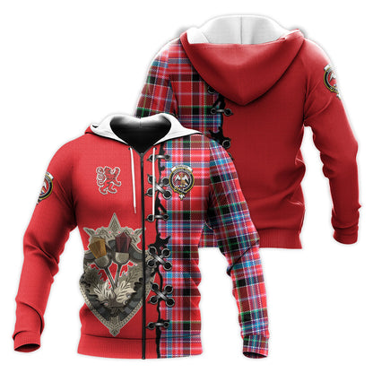 Printivon Straiton Tartan Hoodie Lion Rampant And Celtic Thistle Style