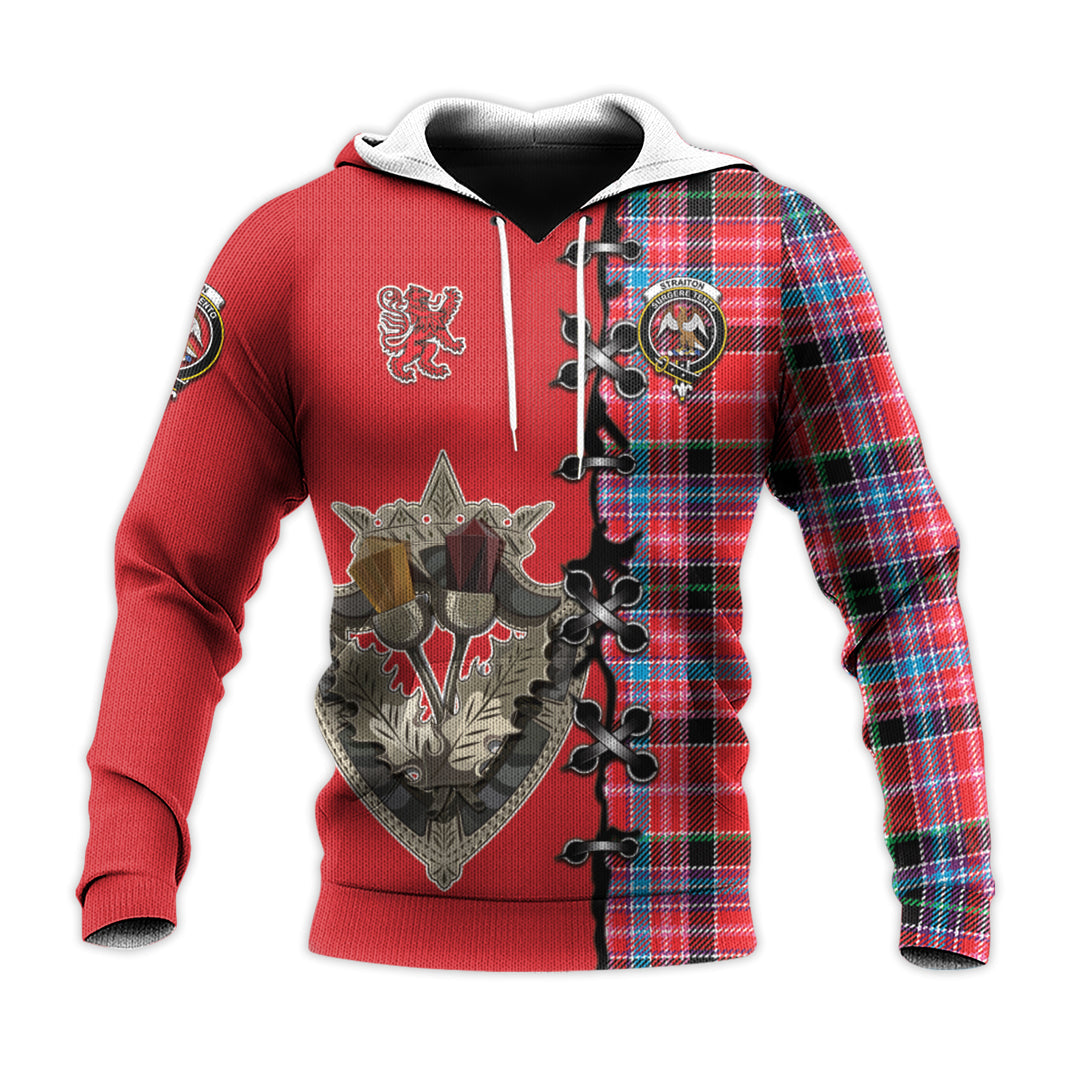 Printivon Straiton Tartan Hoodie Lion Rampant And Celtic Thistle Style