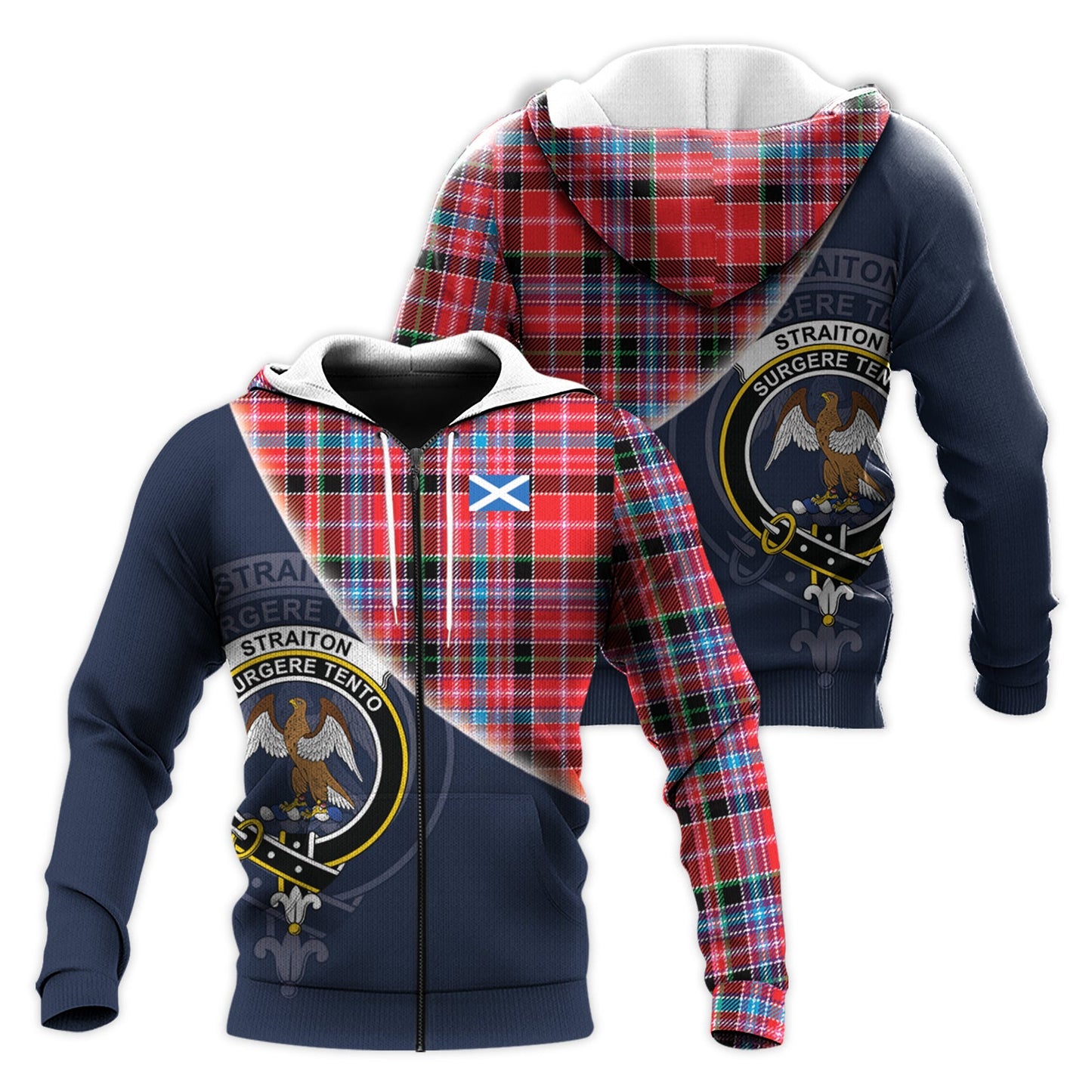 Printivon Straiton Tartan Scottish Crest Hoodie