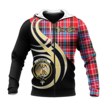 Printivon Straiton Clan Believe In Me Crest Tartan Knitted Hoodie Custom Your Text