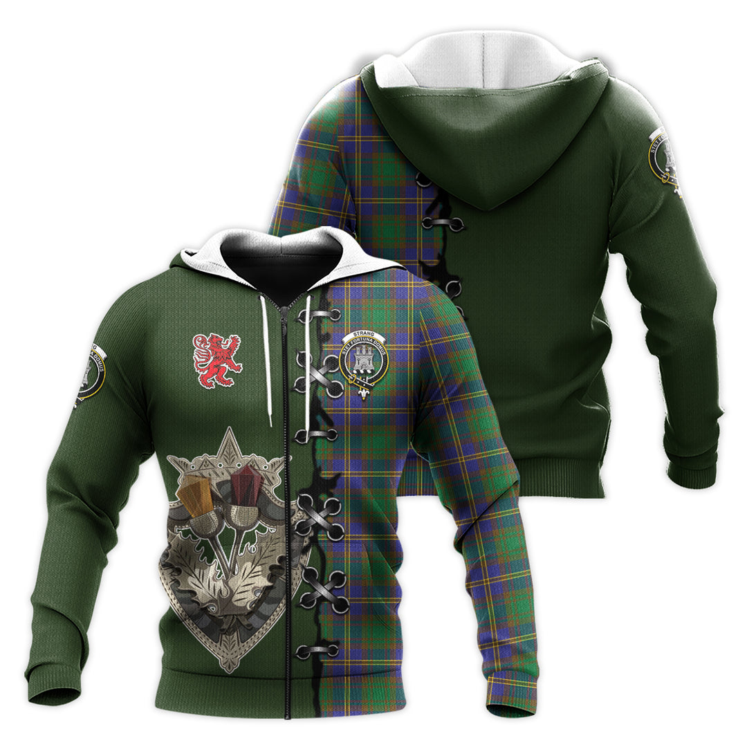 Printivon Strange Of Balkaskie Tartan Hoodie Lion Rampant And Celtic Thistle Style