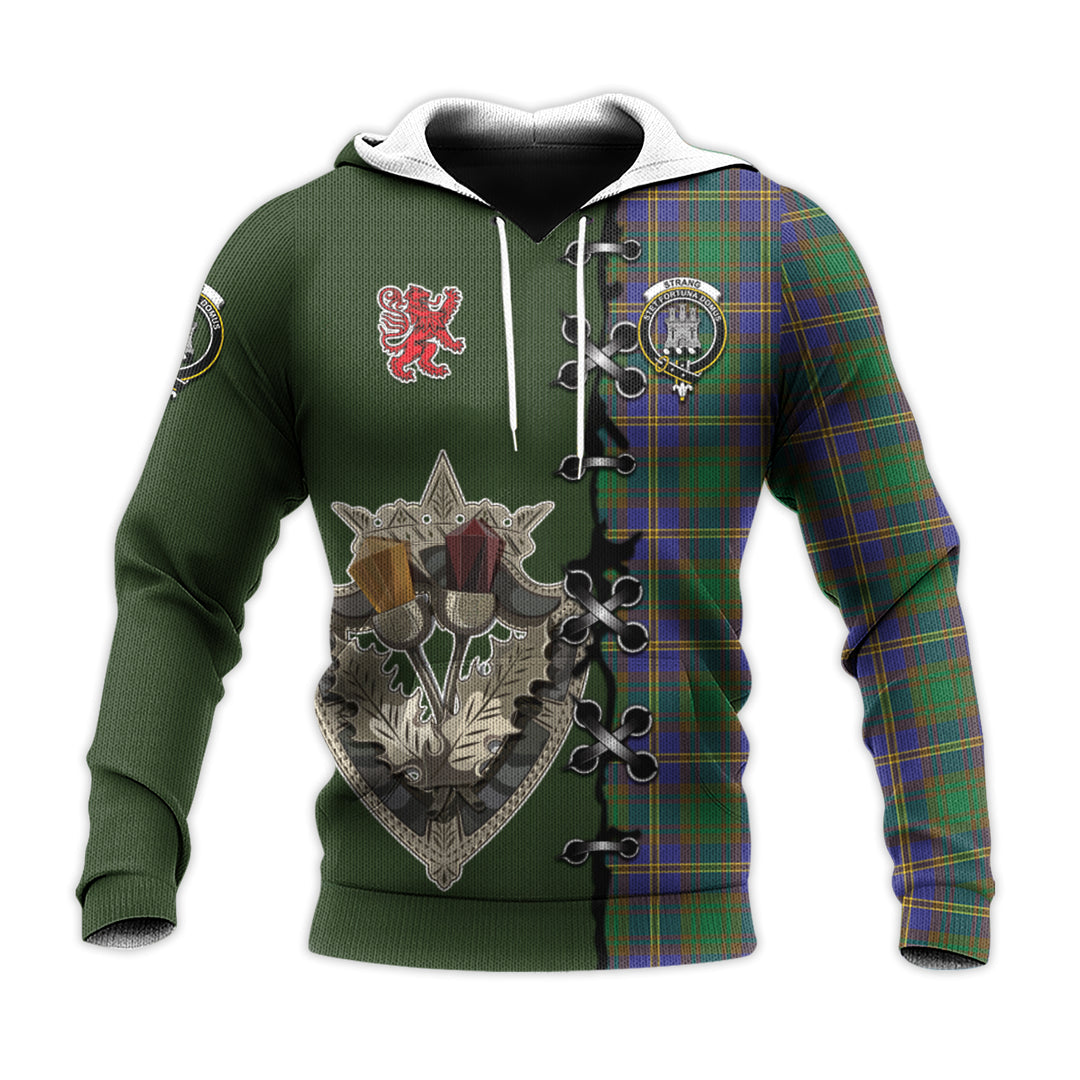 Printivon Strange Of Balkaskie Tartan Hoodie Lion Rampant And Celtic Thistle Style