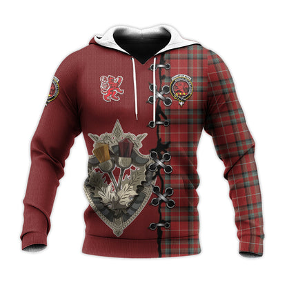 Printivon Stuart Of Bute Tartan Hoodie Lion Rampant And Celtic Thistle Style