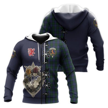 Printivon Sutherland Tartan Hoodie Lion Rampant And Celtic Thistle Style