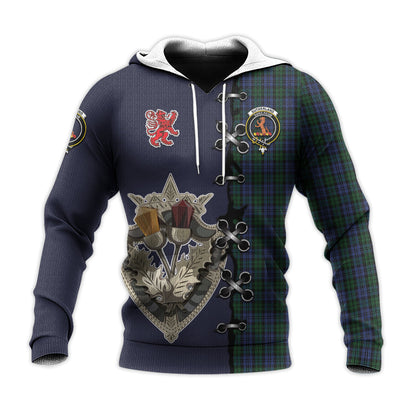 Printivon Sutherland Tartan Hoodie Lion Rampant And Celtic Thistle Style