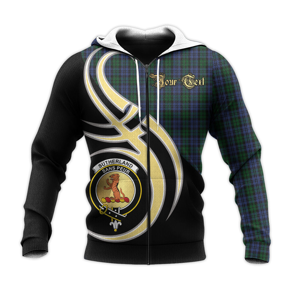 Printivon Sutherland Clan Believe In Me Crest Tartan Knitted Hoodie Custom Your Text
