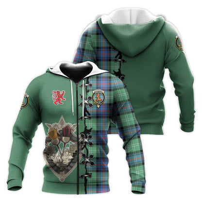 Printivon Sutherland Ancient Tartan Hoodie Lion Rampant And Celtic Thistle Style