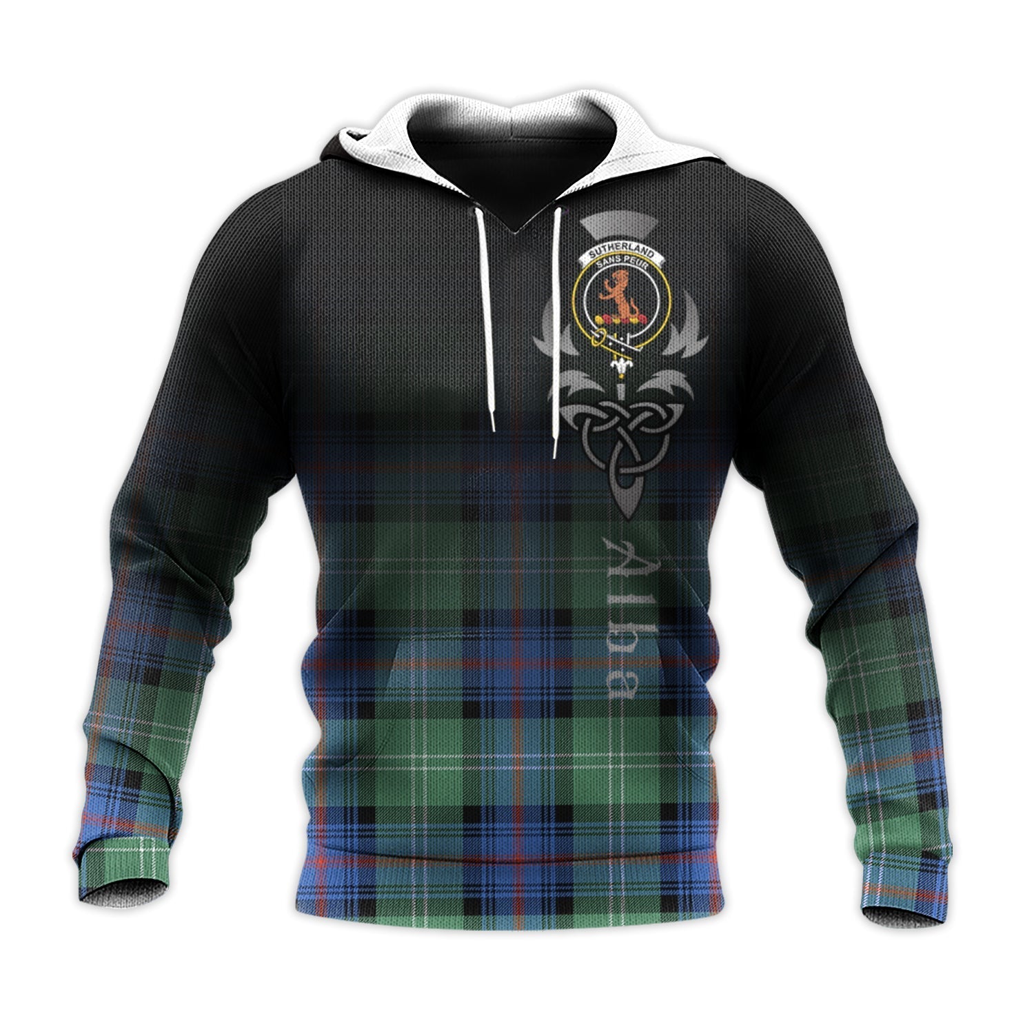 Printivon Sutherland Ancient Tartan Crest Alba Celtic Hoodie