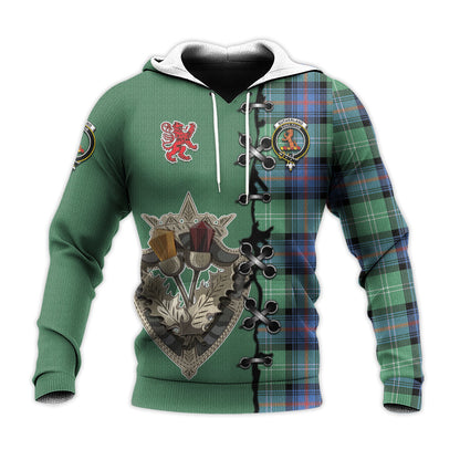 Printivon Sutherland Ancient Tartan Hoodie Lion Rampant And Celtic Thistle Style
