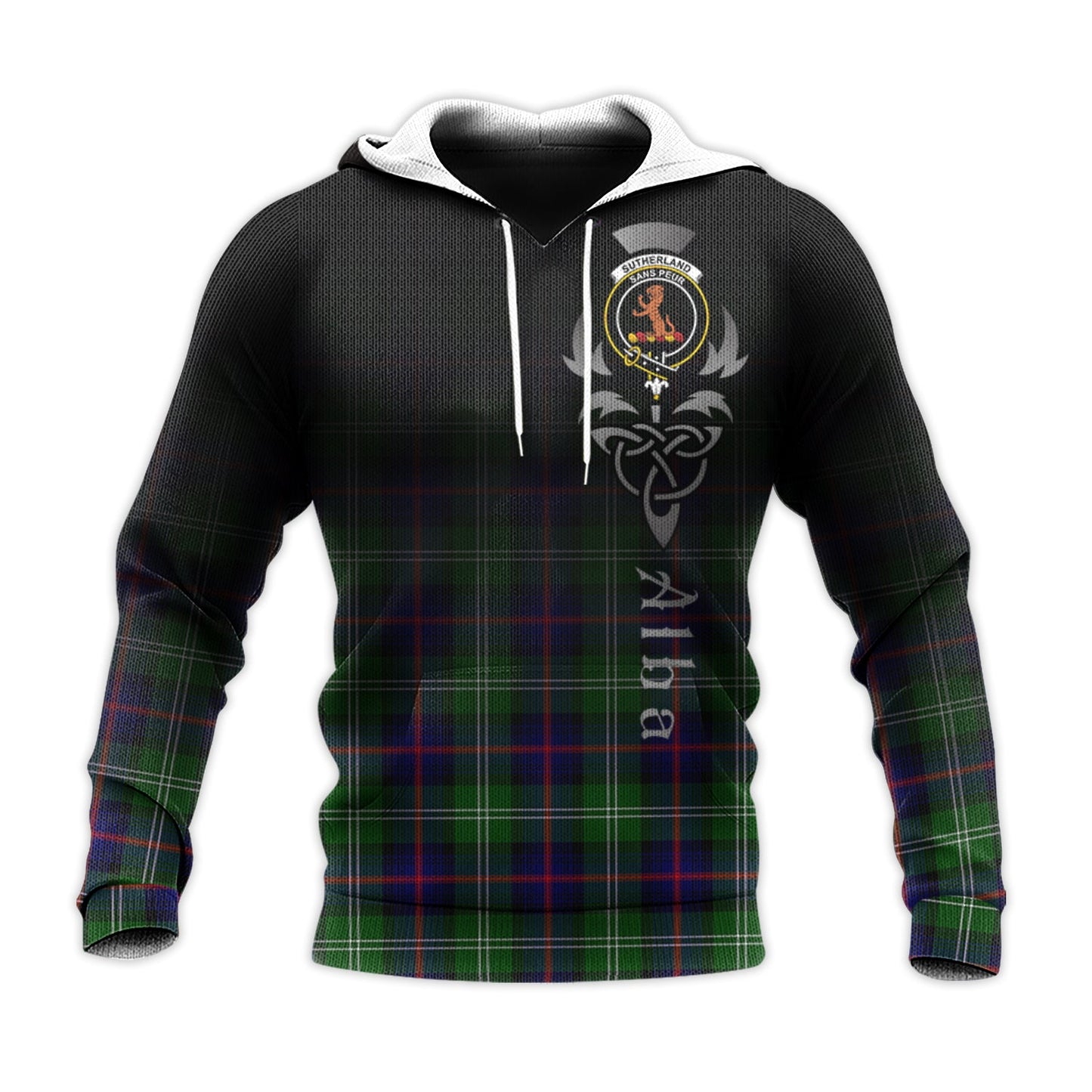 Printivon Sutherland Modern Tartan Crest Alba Celtic Hoodie